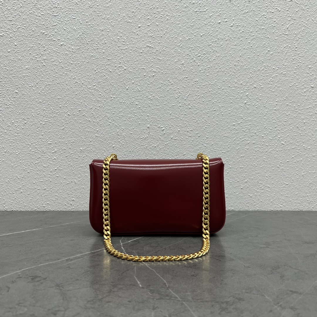 Celine Chain Shoulder Bag Claude In Shiny Calfskin Red/Gold 197992